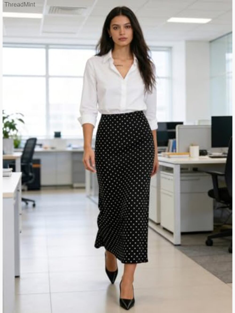 High Waisted A-Line Flowy Maxi Skirt - Picture 3 of 7